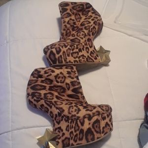 Cheetah print booties